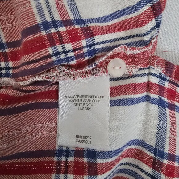 Alfred Dunner Red Plaid Rhinestone Accent Button Front 3/4 Sleeve Blouse Size 16 - Picture 9 of 13